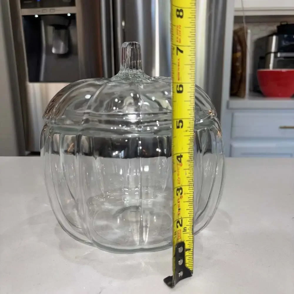 Anchor Hocking Glass Pumpkin Jar with Lid 7.5” Cookie Candy Canister